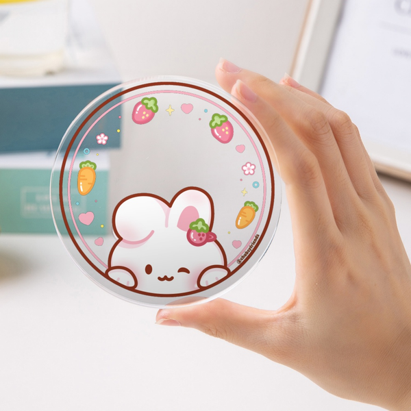 Bunny and Snacks Round Acrylic Coaster