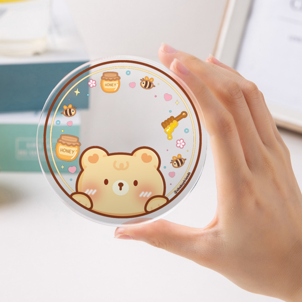 Bear and Snacks Round Acrylic Coaster