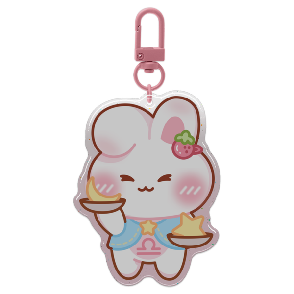 Libra Bunny Horoscope Glitter Acrylic Epoxy Keychain