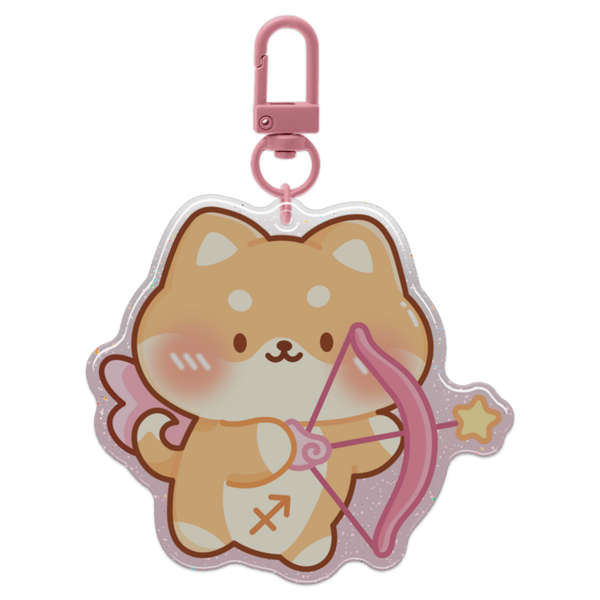 Sagittarius Shiba Horoscope Glitter Acrylic Epoxy Keychain