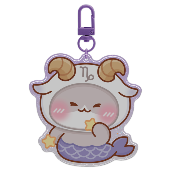 Capricorn Horoscope Glitter Acrylic Epoxy Keychain