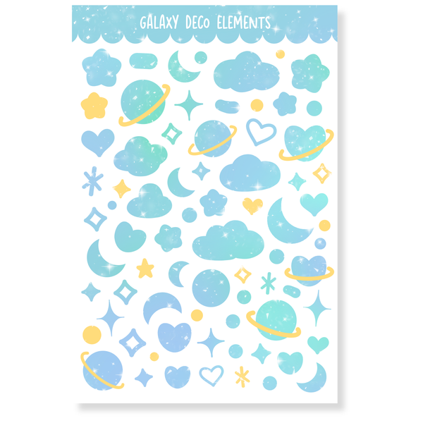 Galaxy Deco Elements Water-Resistant Sticker Sheet