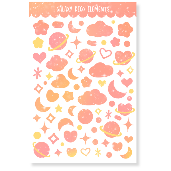 Galaxy Deco Elements Water-Resistant Sticker Sheet