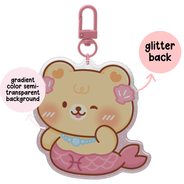 Pisces Horoscope Glitter Acrylic Epoxy Keychain