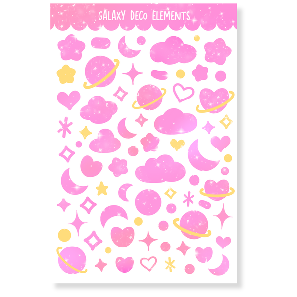 Galaxy Deco Elements Water-Resistant Sticker Sheet