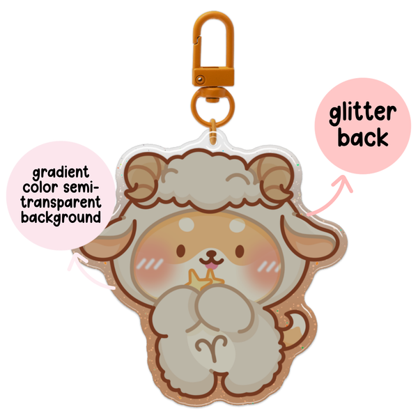 Aries Horoscope Glitter Acrylic Epoxy Keychain