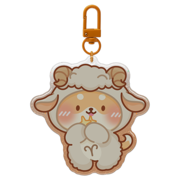 Aries Horoscope Glitter Acrylic Epoxy Keychain