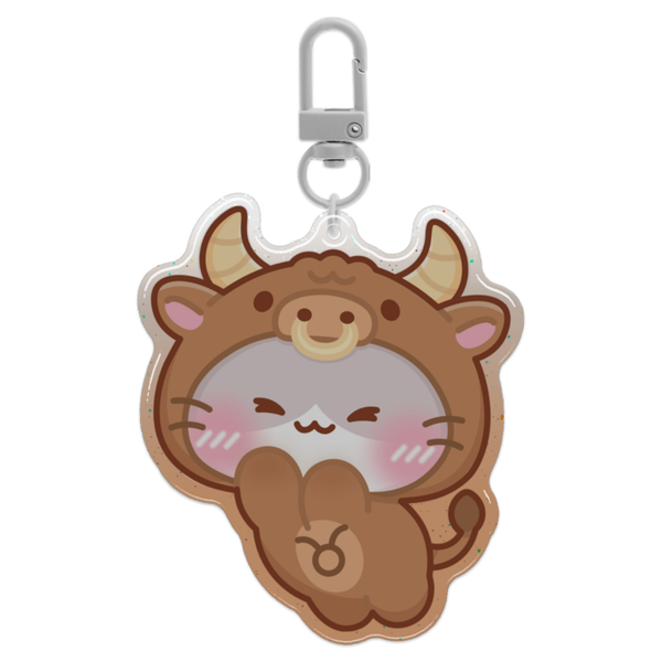 Taurus Horoscope Glitter Acrylic Epoxy Keychain