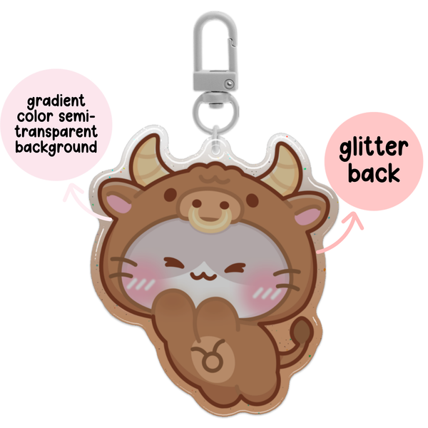 Taurus Horoscope Glitter Acrylic Epoxy Keychain