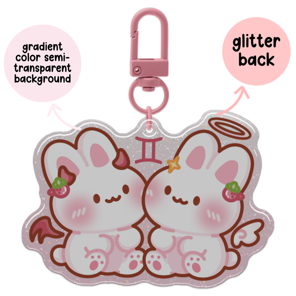 Gemini Horoscope Glitter Acrylic Epoxy Keychain
