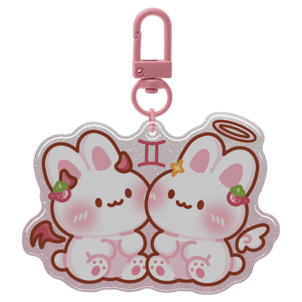 Gemini Horoscope Glitter Acrylic Epoxy Keychain
