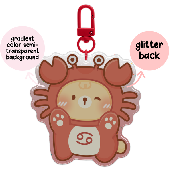 Cancer Horoscope Glitter Acrylic Epoxy Keychain