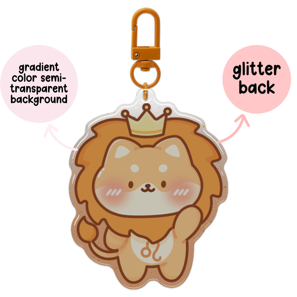 Leo Horoscope Glitter Acrylic Epoxy Keychain