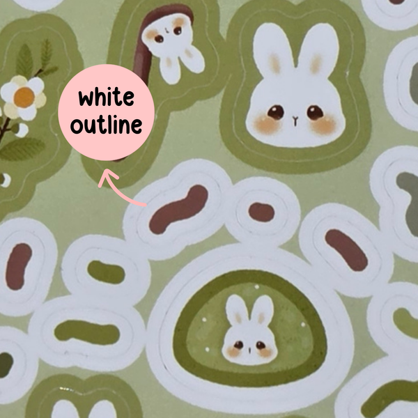 Matcha Bunny Cafe Water-Resistant Sticker Sheet
