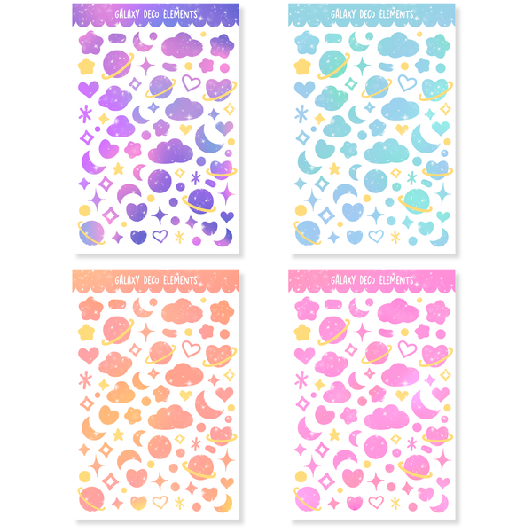 Galaxy Deco Elements Water-Resistant Sticker Sheet