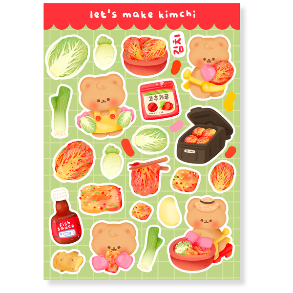 Let's Make Kimchi Water-Resistant Sticker Sheet