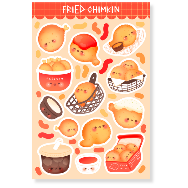 Fried Chimkin Water-Resistant Sticker Sheet