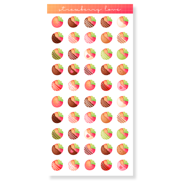 Strawberry Love Water-Resistant Sticker Sheet