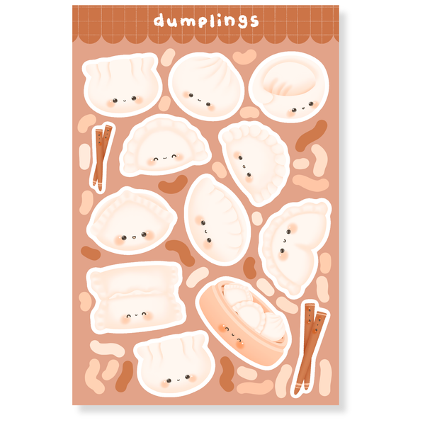Dumplings Water-Resistant Sticker Sheet