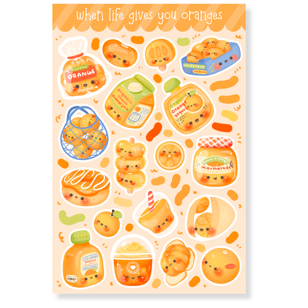 When Life Gives You Oranges Water-Resistant Sticker Sheet
