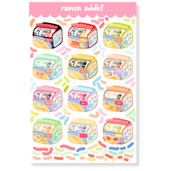 Ramen Addict Water-Resistant Sticker Sheet