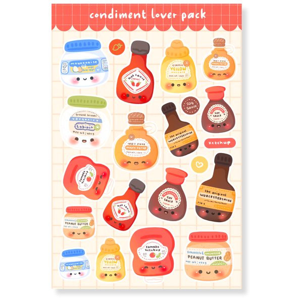 Condiment Lover Pack Water-Resistant Sticker Sheet