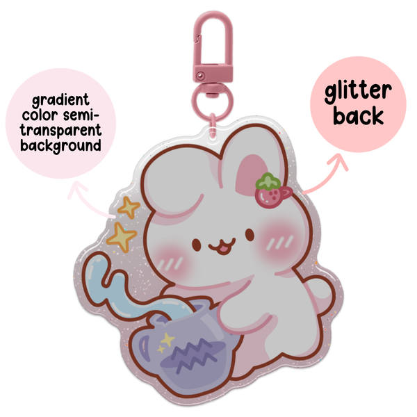 Aquarius Horoscope Glitter Acrylic Epoxy Keychain